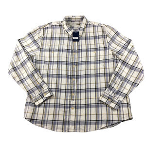 NWT Lucky Brand Shirt Men's XXL Saturday Stretch Plaid Blue Light Long Sleeves
